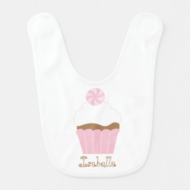 Cute Pink Cupcake Baby Bib (Front)