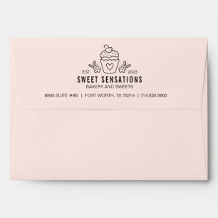 Cute Pink Cupcake Bakery Business Envelope