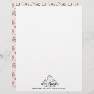 Cute Pink Cupcake Bakery Business Letterhead