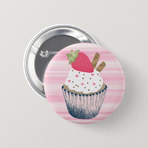 Cute Pink Cupcake Button Pin For Her