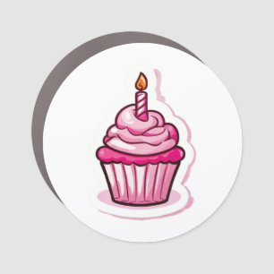 Cute Pink Cupcake Car Magnet