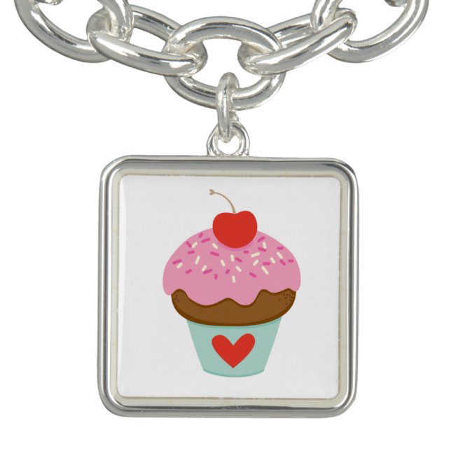Cute Pink Cupcake Charm Bracelet (Design)