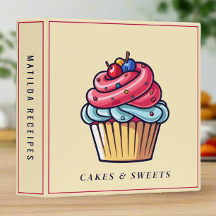 Cute Pink Cupcake Dessert Sweets Baking Cookbook 3 Ring Binder