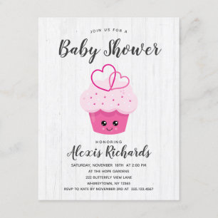 Cute Pink Cupcake Kawaii Baby Shower Invitation