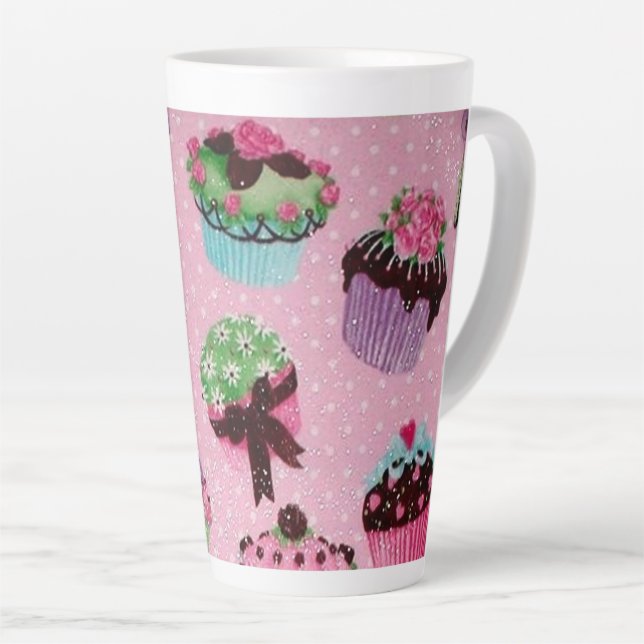 Cute Pink Cupcake Latte Mug (Right Angle)