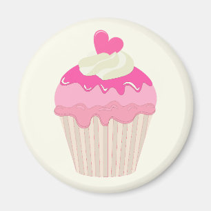 Cute Pink Cupcake Magnet