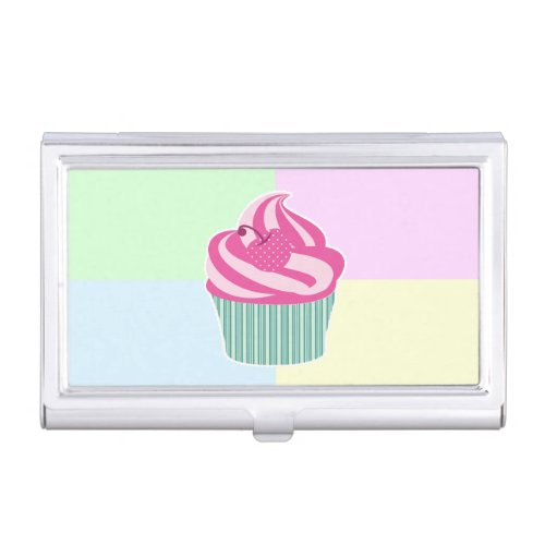 Cute Pink Cupcake Pastel Colors Business Card Case