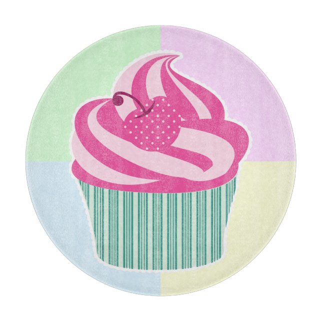 Cute Pink Cupcake Pastel Colors Cutting Board (Front)