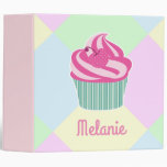 Cute Pink Cupcake Pastel Colors Personalised 3 Ring Binder