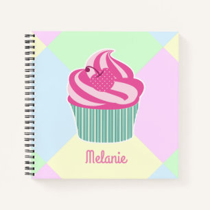 Cute Pink Cupcake Pastel Colors Personalised Notebook