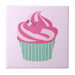 Cute Pink Cupcake Pastel Pink Ceramic Tile