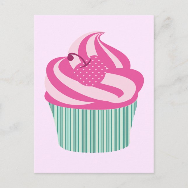 Cute Pink Cupcake Pastel Pink Postcard (Front)