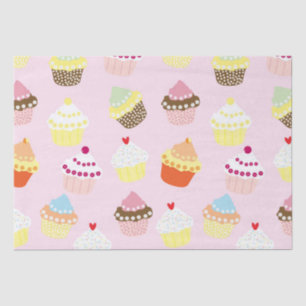 Cute Pink Cupcake Pattern Birthday Tissue Paper