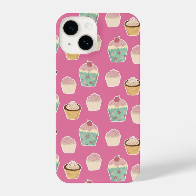 Cute pink cupcake pattern iPhone case (Back)