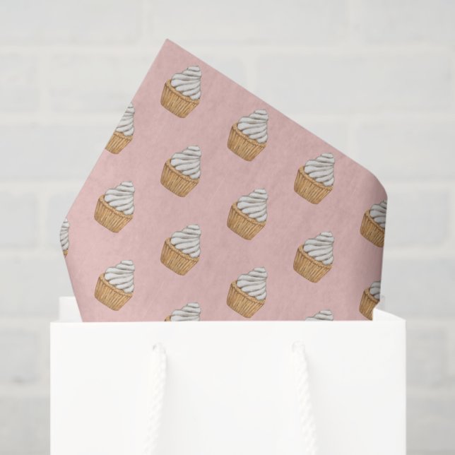 Cute Pink Cupcake Pattern Tissue Paper (Gift Bag)