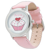 cute pink cupcake personalized design watch (Angled)