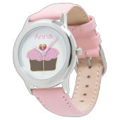 cute pink cupcake personalized design watch (Angled)
