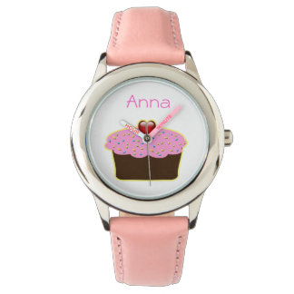 cute pink cupcake personalized design watch