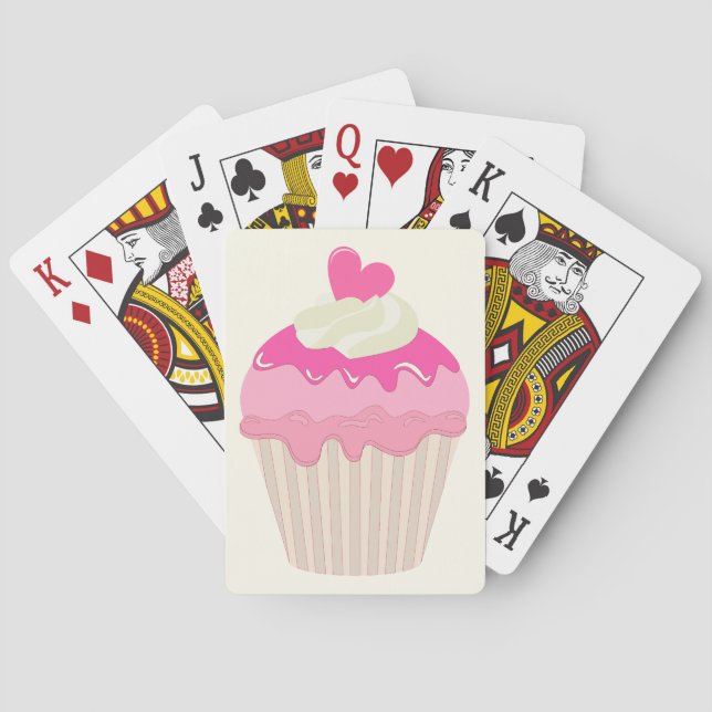 Cute Pink Cupcake Playing Cards (Back)