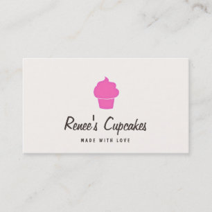 Cute Pink Cupcake Simple Retro Pastry Chef Cream Business Card