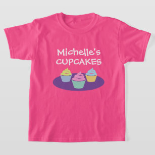 Cute pink cupcake t shirt for girl's baking party