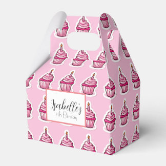 Cute Pink Cupcake Theme Birthday Girl Favor Box