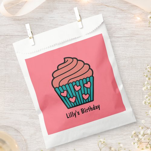 Cute Pink Cupcake Theme Birthday Girl Thank You Favor Bag