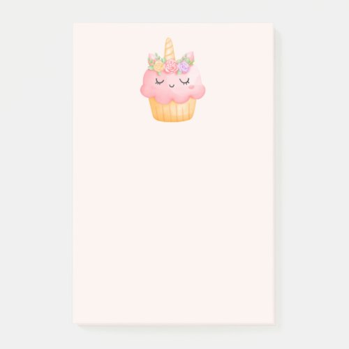 Cute Pink Cupcake Unicorn with Roses Post_it Notes