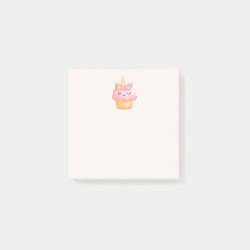 Cute Pink Cupcake Unicorn with Roses Post_it Notes