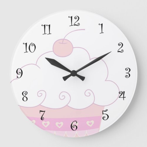 Cute Pink Cupcake Wall Clock