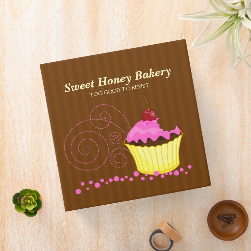 Cute Pink Cupcake with Cherry 2 Inch 3 Ring Binder