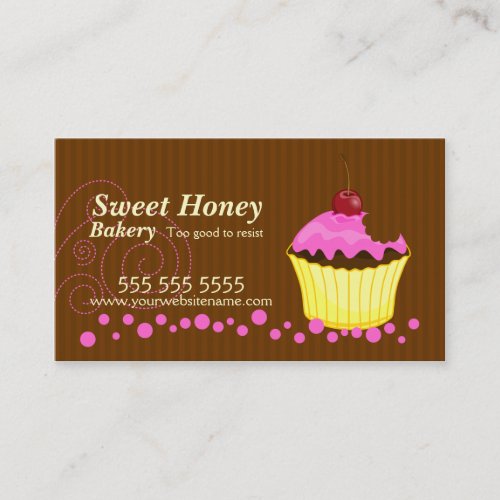 Cute Pink Cupcake with Cherry Business Cards