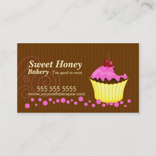 Customizable Cute Pink Cupcake with Cherry Business Cards
