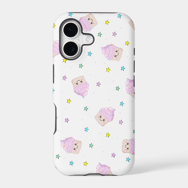 Cute pink cupcakes pattern iphone case (Back)