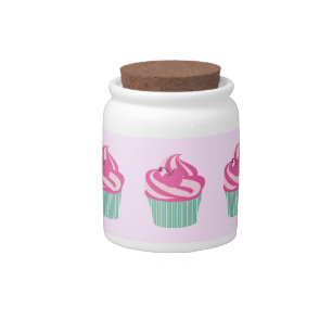 Cute Pink Cupcakes Pattern Pastel Pink Candy Jar
