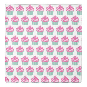 Cute Pink Cupcakes Pattern Pastel Pink Duvet Cover