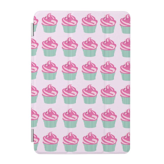 Cute Pink Cupcakes Pattern Pastel Pink iPad Mini Cover (Front)