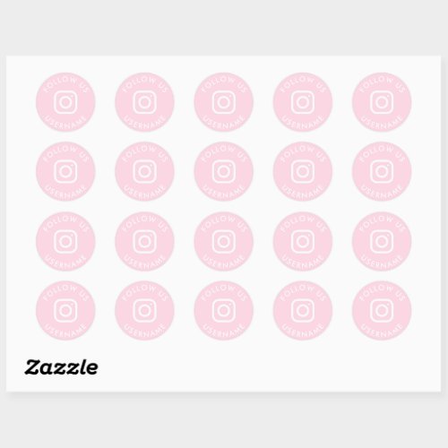 cute pink custom instagram social media package classic round sticker