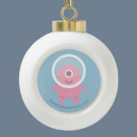 Cute Pink Cyclops Alien Ceramic Ball Christmas Ornament