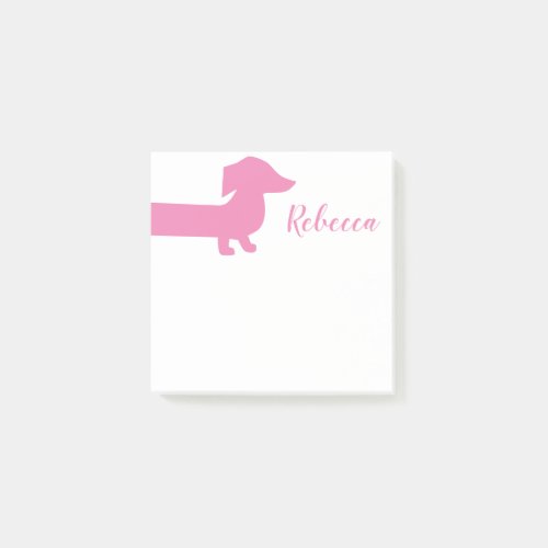 Cute Pink Dachshund Custom Template Post_it Notes