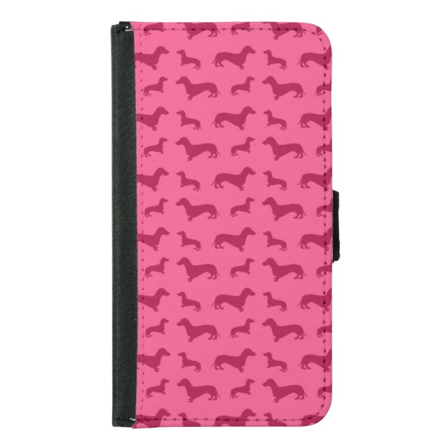 Cute pink dachshund pattern samsung galaxy wallet case (Front)