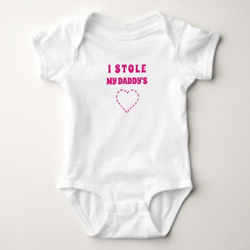 Cute Pink Daddys Heart  Baby Bodysuit