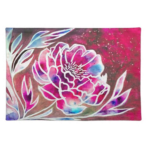   Cute Pink Dahlia Girly Pretty Floral Watercolor  Cloth Placemat