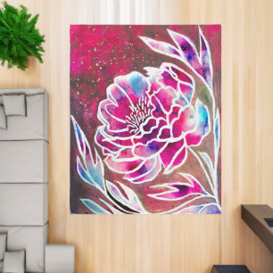 Cute Pink Dahlia Girly Pretty Floral Watercolor  Rug