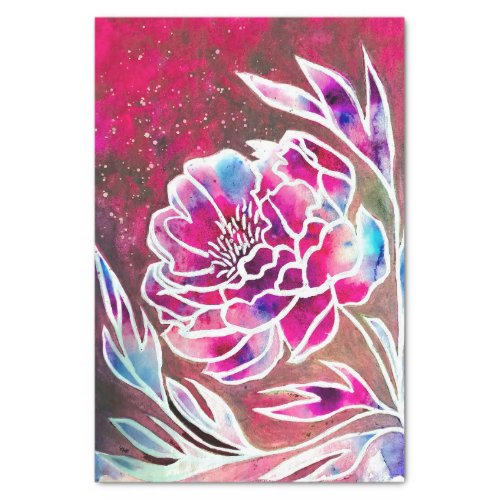   Cute Pink Dahlia Girly Pretty Floral Watercolor  Tissue Paper