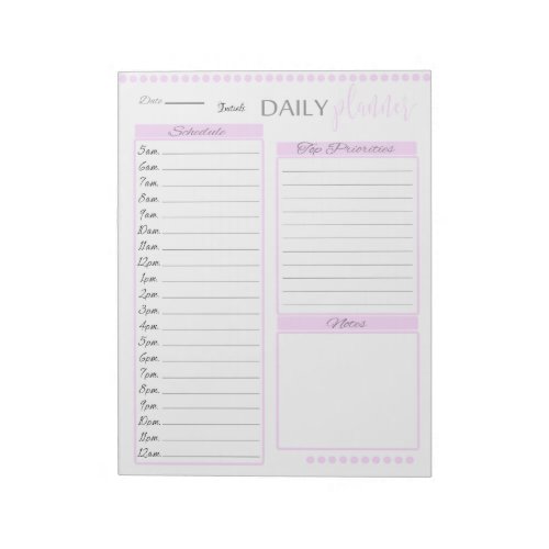 Cute Pink Daily Planner Custom Notepad