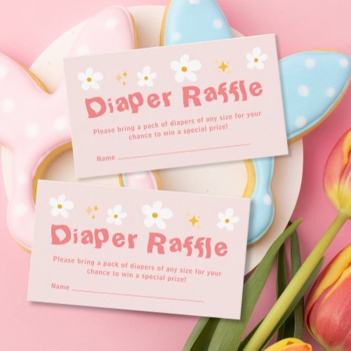Cute Pink Daisy Diaper Raffle Spring Baby Shower Enclosure Card