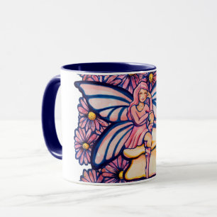 Cute Pink Daisy Fairy Mushroom Art Fairies         Mug