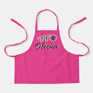 Cute pink daisy flower kid's baking apron for girl