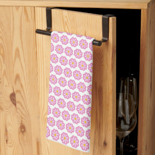 Cute Pink Daisy Flower Kitchen Towel